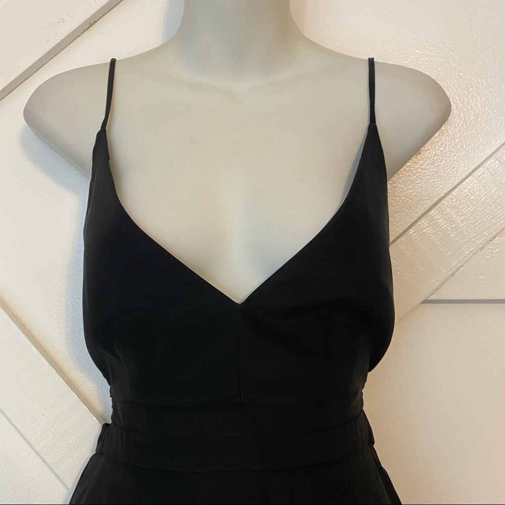 Jennifer Hope Silk Serena Bareback Sweetheart Strappy V-Neck Mini Dress Black 2 - Picture 4 of 8